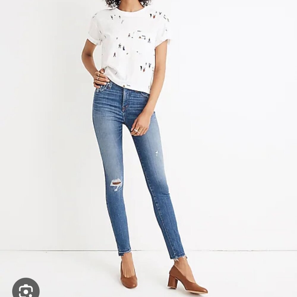MADEWELL High Riser Skinny Distressed Jeans Drop Hem Ankle  Size 2